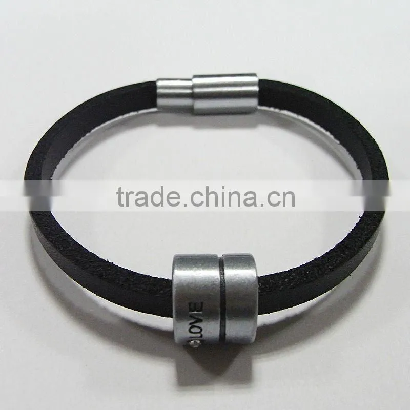 Fantasy black genuine leather bracelet
