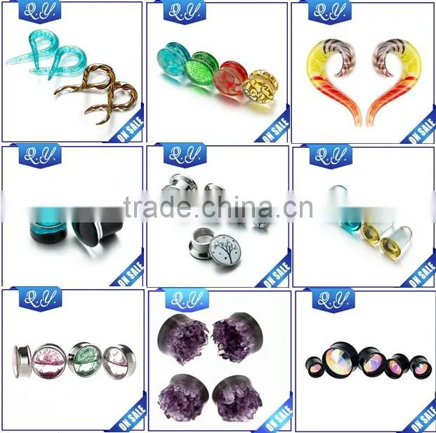 2016 New Design Hot Product Purple Crystal Flesh Tunnel Piercing Jewelry