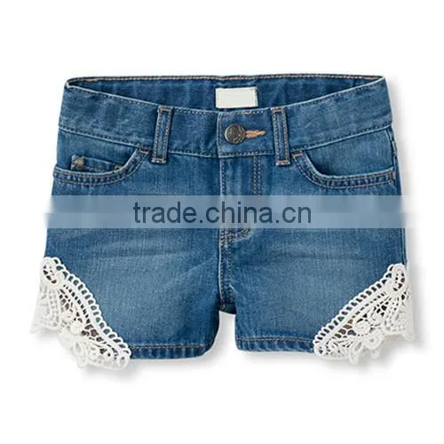 Children Hot Pants Lace Jeans Denim Shorts