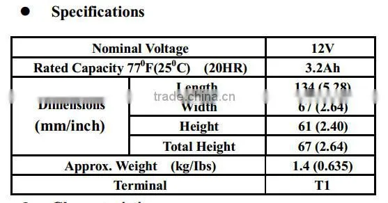 SEALED LEAD ACID SECURITY BATTERY 12V 3.2AH