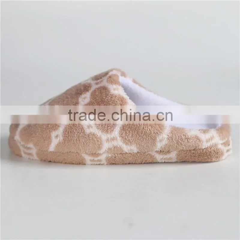 lady jacquard weave coral fleece indoor slipper