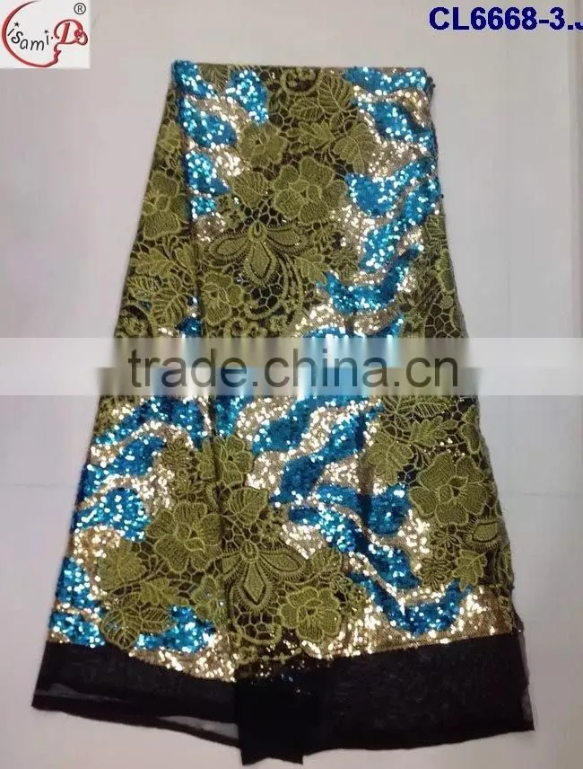 CL6668 New design good price sequins lace fabric, french lace for 5 yards