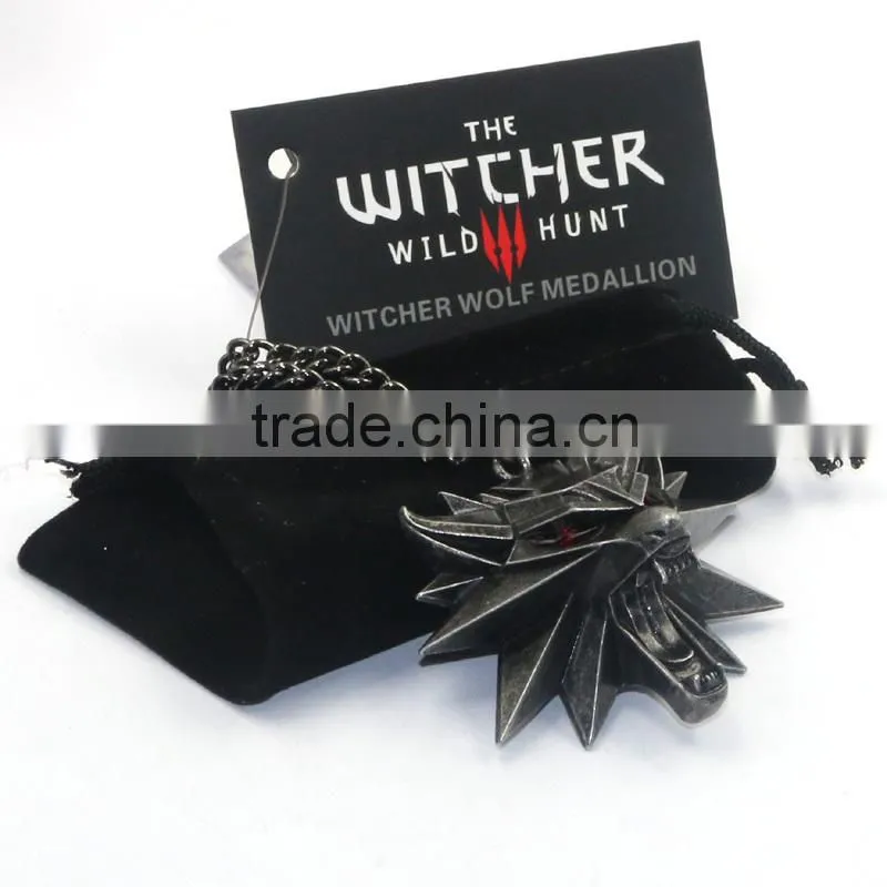 New Arrival Melone Retro The Witcher 3 Necklace With Red Eye Wolf Head Pendant