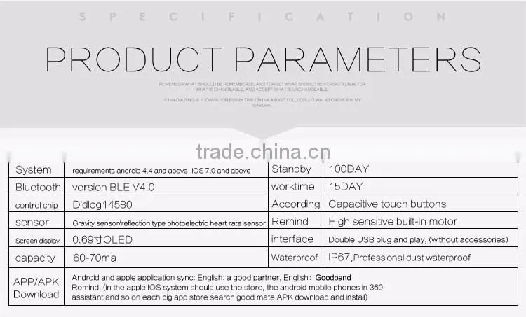 Free Sample NFC Waterproof OLED Display Bluetooth 4.0 Cicret Smart Bracelet