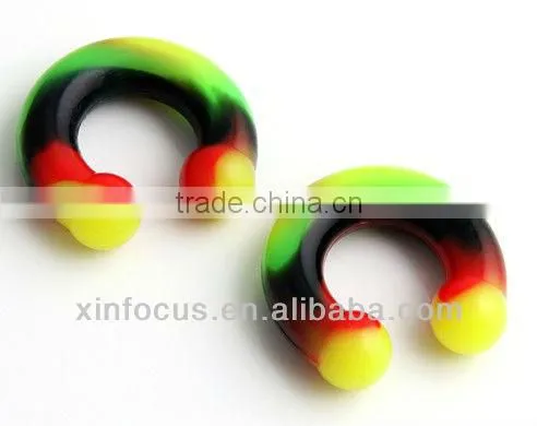 Rasta Acrylic Horseshoe Ear Plugs BCR bcr body piercing jewelry