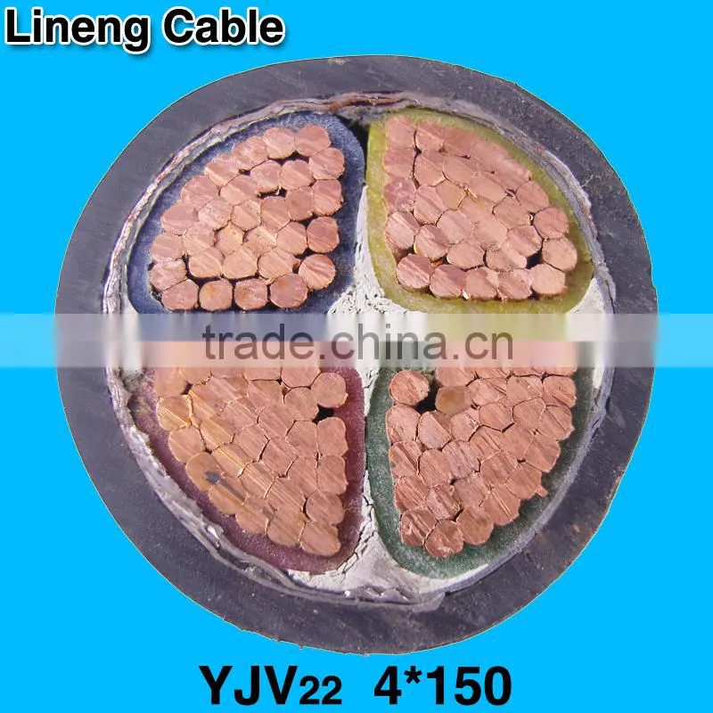Lineng YJV22 4*150 Low Voltage 4 Core Armoured Copper Electrical Power Cable