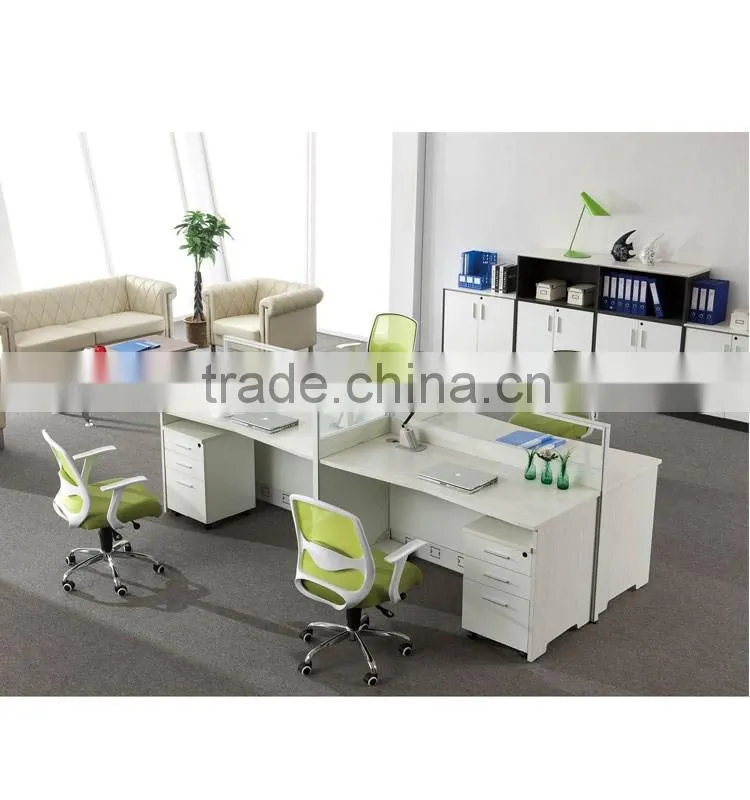 Single design White four seat office cubicle workstation