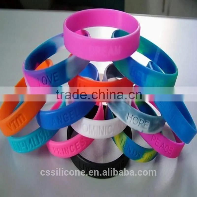 Bulk cheap silicone bracelet/ Color Filled Silicone Wristband/meaningful silicone wristbands factory wholesale