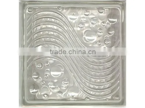 190*190*80mm decorative hollow green cloudy block glass /colored block glass with best price