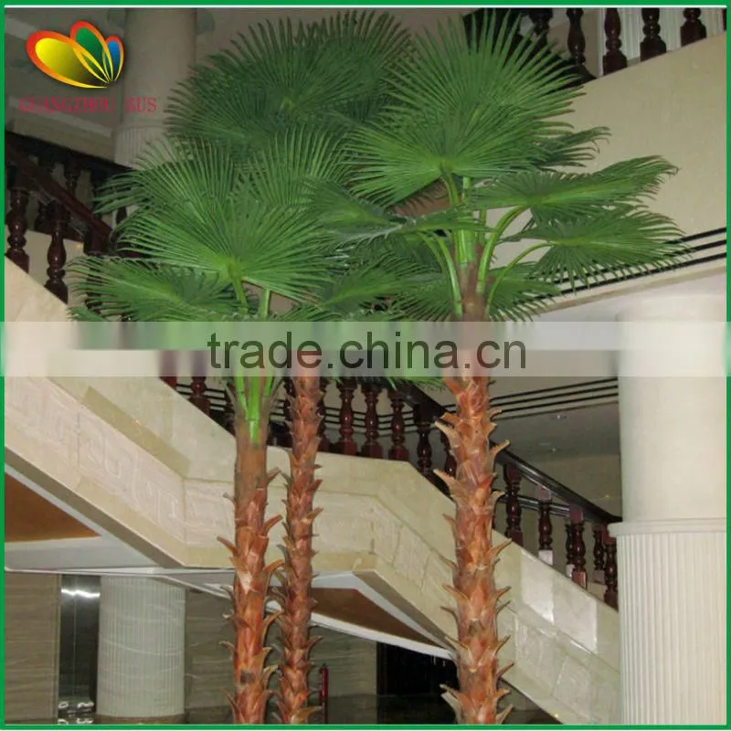 Popular artificial fan palm tree outdoor fiberglass artificial palm tree
