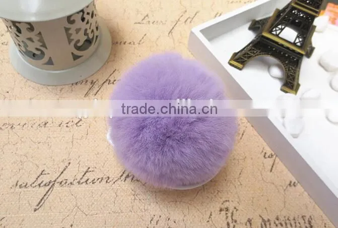 Real Fur Ball Key Chain / Fur Ball Keychain / Rex Rabbit Fur Pom Poms