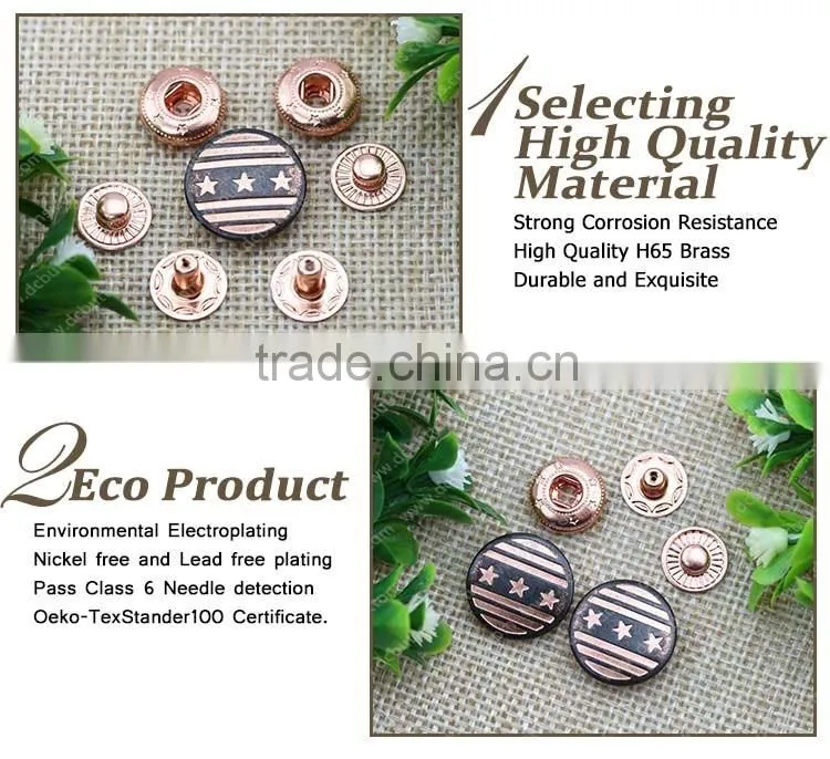 nickel lead free custom logo decorative metal denim snap button