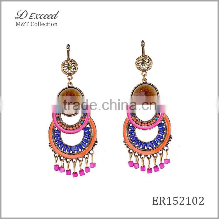 Wholesale Jewelry Yiwu Factory Ladies/Women's Ethnic Bohemian Resin Earrings Dangle Earrings Tassels Drop Earrings