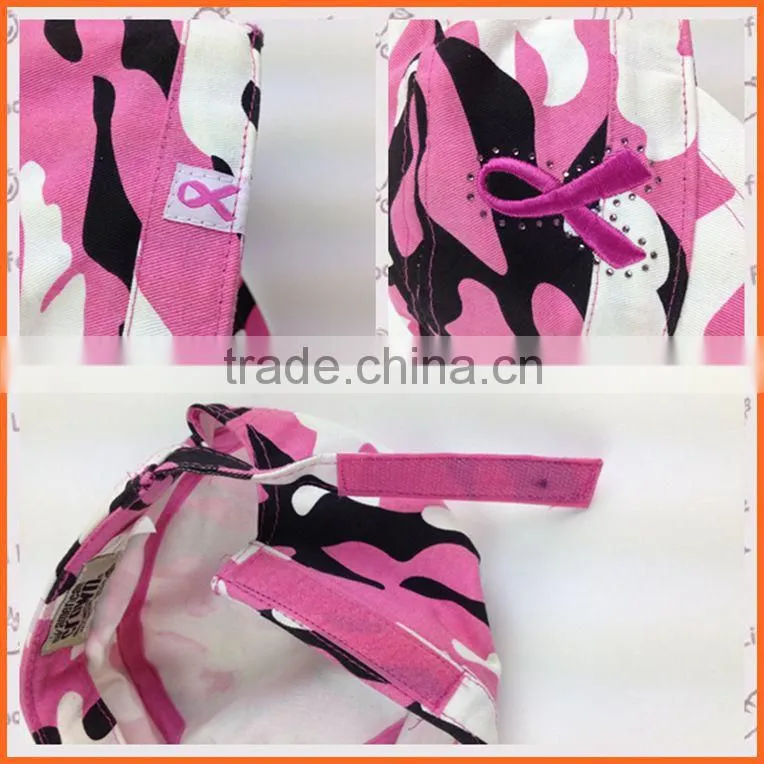 Chinese Supplier Pink Ribbon Embroidery Jean Camouflage Fabic Baseball Cap