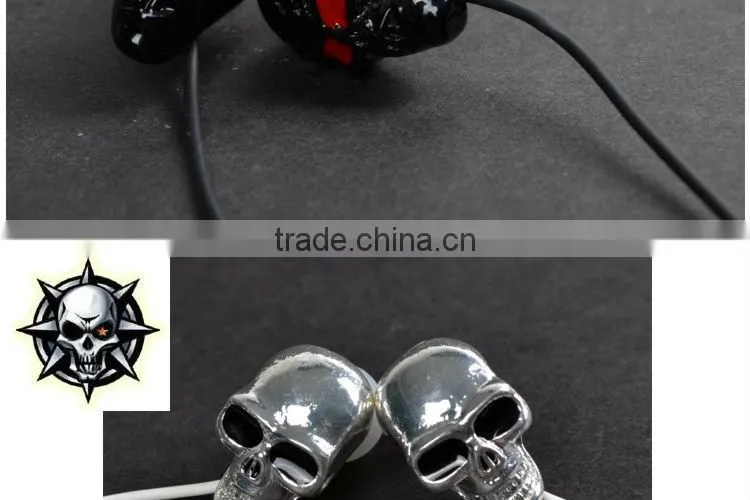 High quality personalized fashion metal skull earphones