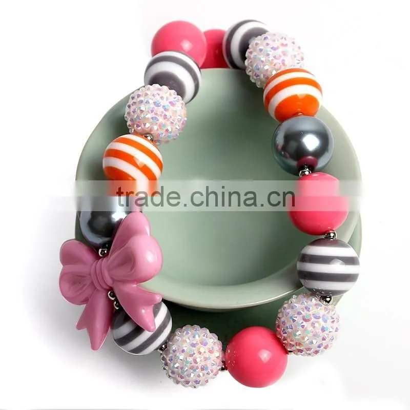 cheap personalized necklaces girls colorful boutique bowknot necklace