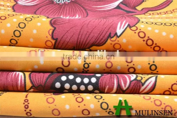 Mulinsen textile fabric manufacturer hotsale shinny spandex printed polyester satin