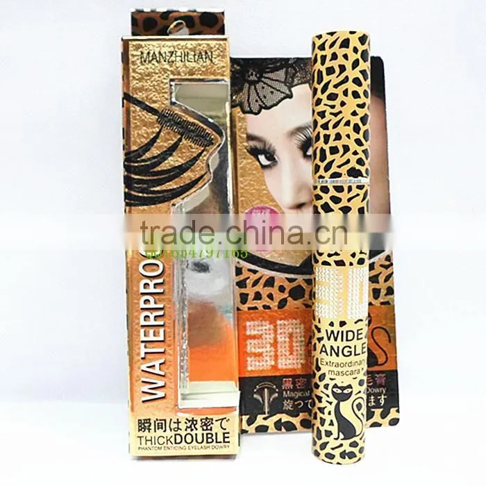 2015 Excellent Quality black color 3d Fiber Lashes Mascara Leopard Tube