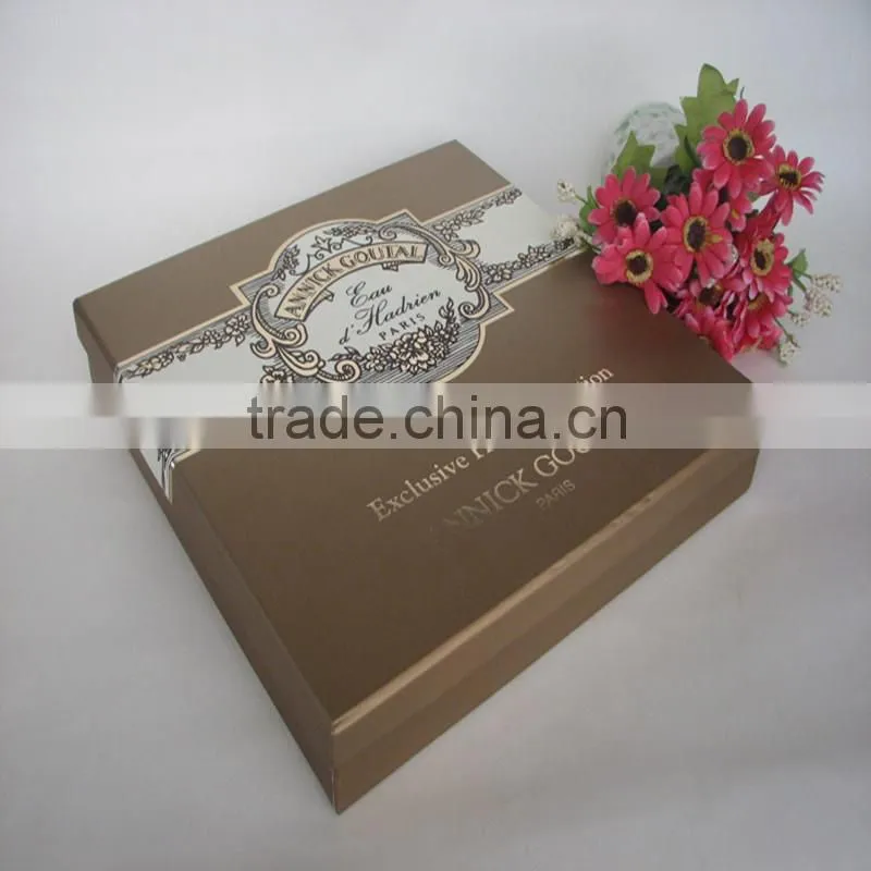 classical elegant brown gold stamping cosmetic box wholesale