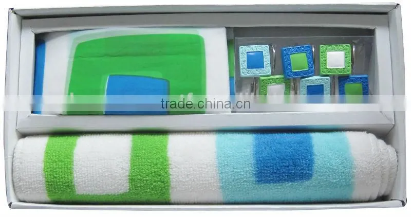 leaf pattern design peva shower curtain with 12 resin hooks
