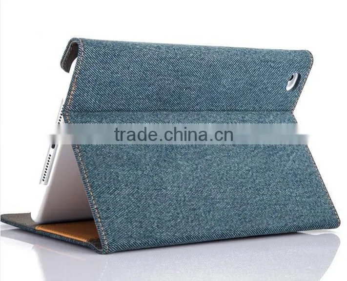 Wholesale price factory strong protect pocket jeans leather tablet cover for ipad