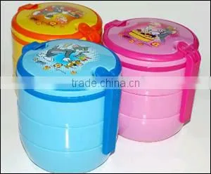 PP rectangle four layers lunch box with spoon,fork.CMYK+White (Heat transfer).