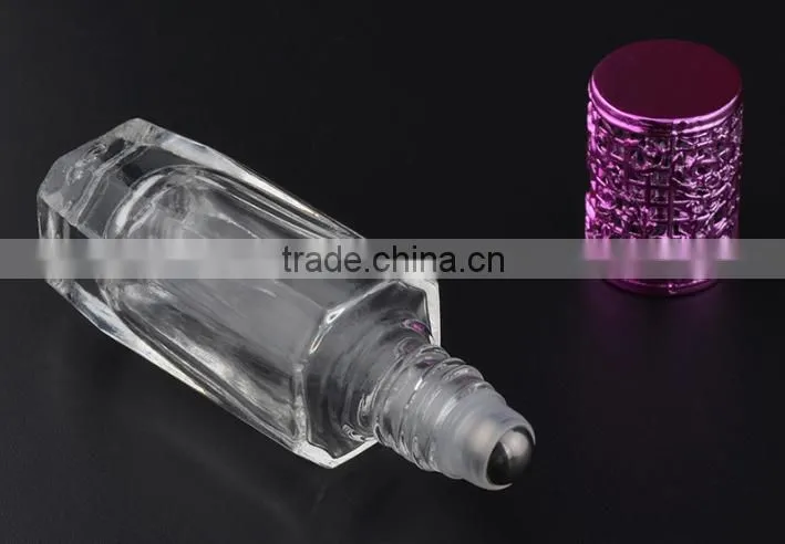 10 ml hexagonal colorful transparent glass bead bottle uv ball perfumel bottle