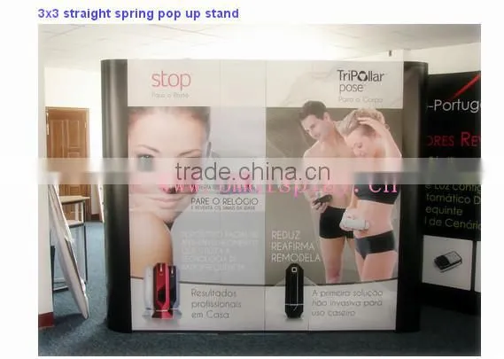 Spring pop up wall display stand, 3*3 and 3*4 curve or straight pop up stand