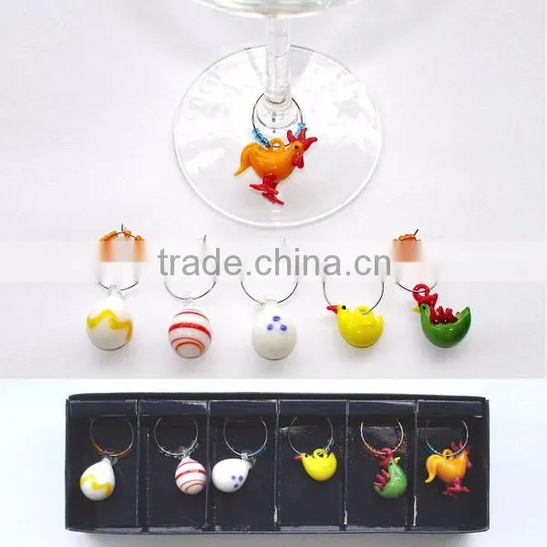 2016 Hot Sale Mixed 6Pcs Acrylic Pearl Wine Glass Charms