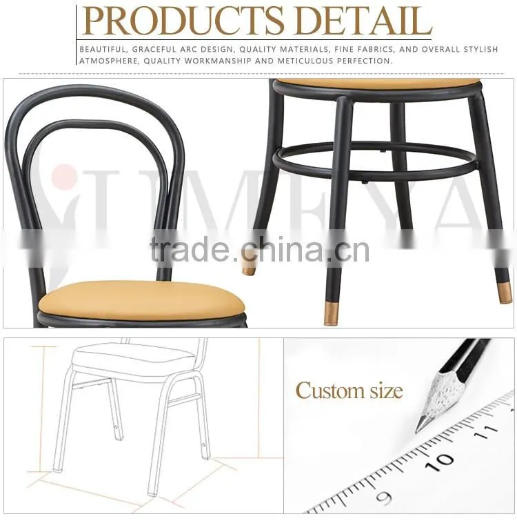 Bistro Wholesale Stackable aluminum dining room chair modern bentwood chair with PU cushion