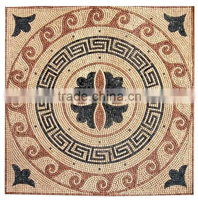 Colored marble mosaic sun patterns