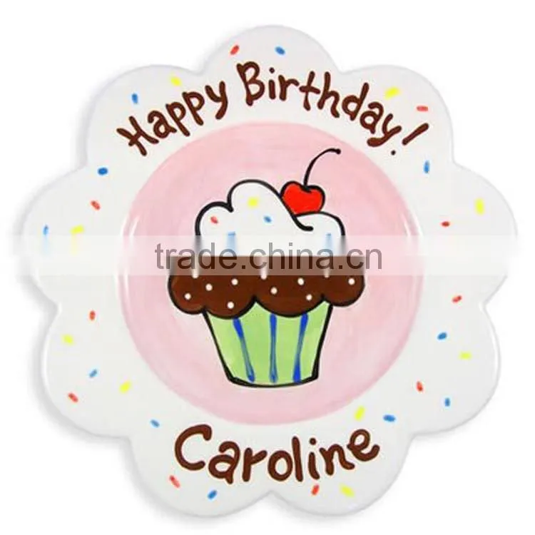 Wholesale 8.5" 10.5" personalized ceramic birthday plates for party,personalized plates