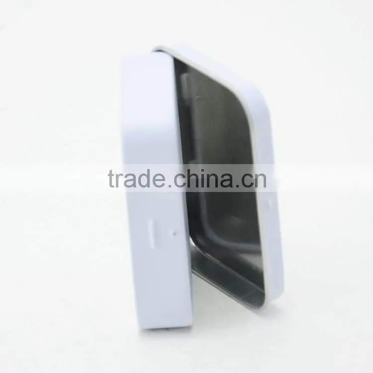2016 hot wholesale small hinged white tin for mint packaging