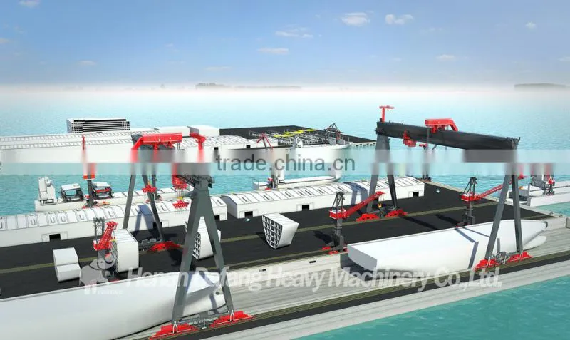 Heavy Duty Single Girder Gantry Crane,300ton Ship Building Gantry Crane with Movable Cabin