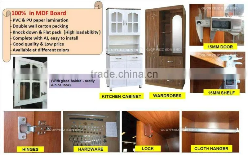 Black Wardrobes Bedroom Furniture, Wood Almirah Designs In Bedroom, Durable MDF Furniture