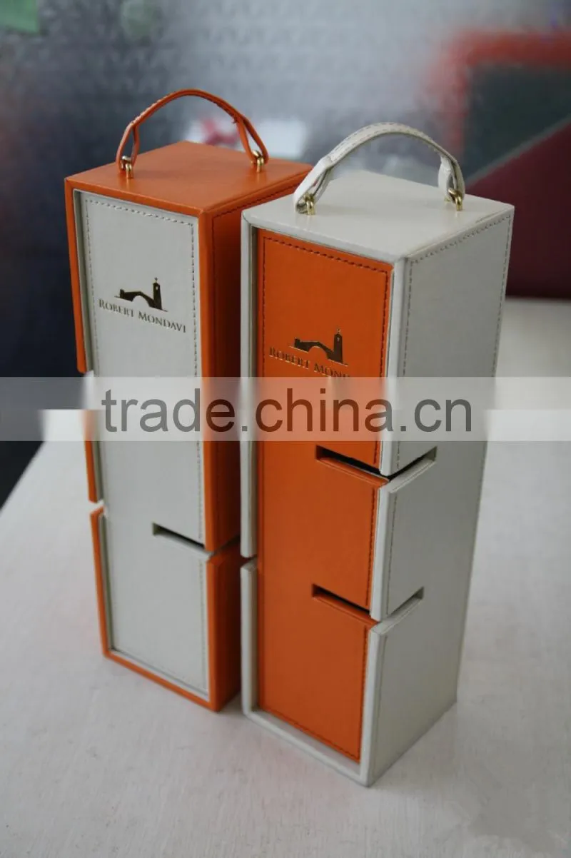 Personalized customized fashion creative cheapest leather wine rack 1 bottle wine package