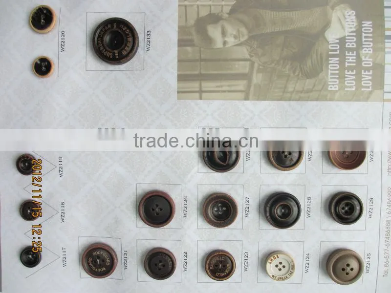 14L-80L 2-holes/4-holes laser engraved wooden button for garment/clothing