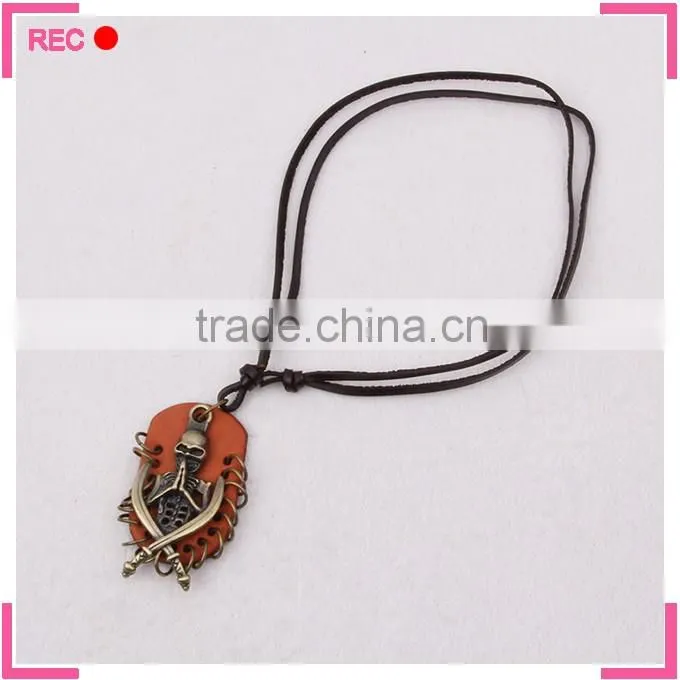 Leather necklace with hat pendant, for party fashionable new design necklace