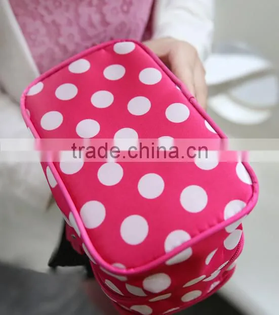 New Style Cute Dot Cosmetic Pouch For Travel with handle