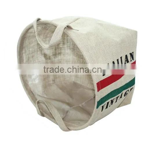 2014 Flax camping linen storage bag,flag design storage box,high capcacity home basket(BBHT004)