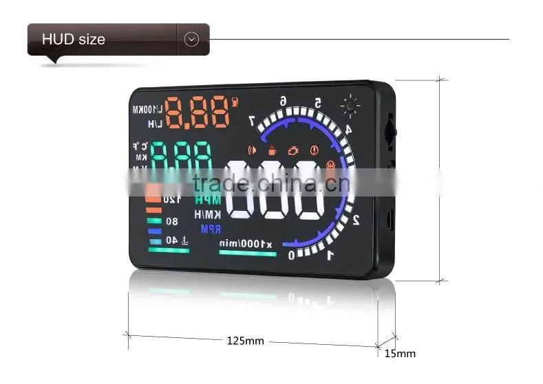 Head up display GPS OBD car speed limiter HUD A8