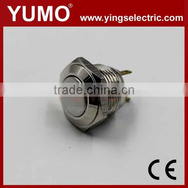 JS16F CE ROHS 16mm flat round 1NO momentary push button switch 12V brass illuminated push button foot switch