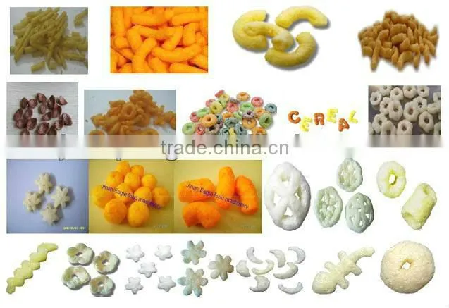 Extrusion corn flour puff snack production line from Jinan eagle 0086 18678800276