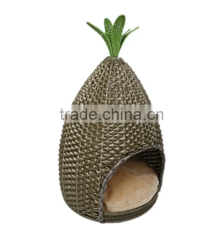 S&D wholesale plastic rattan pet dog cat teepee tent bed made in p.r.c