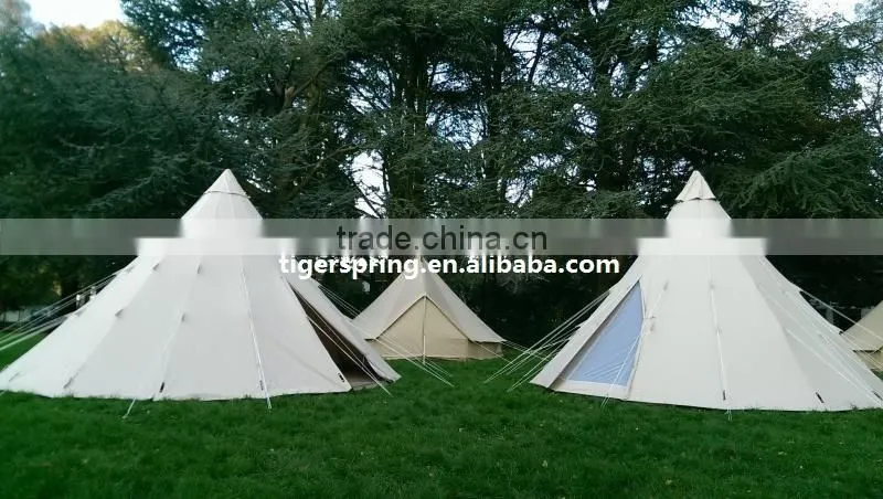 5m Canvas Camping Teepee Tent Waterproof Family Glamping Tent