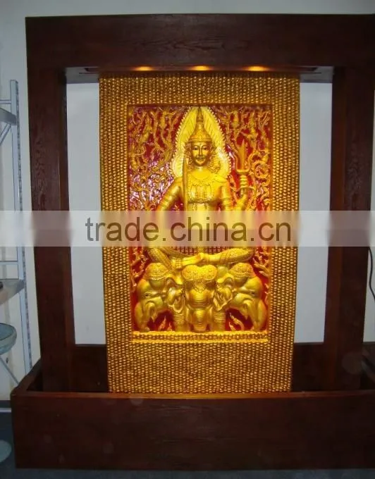 Popular large led light gold polyresin hindu gods water fountain