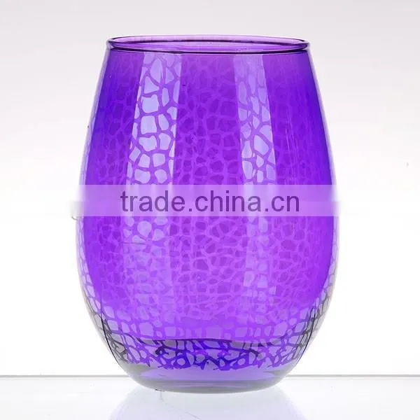 Colorful Textured Stemless Wine Glass Tumbler Water Drinking Cup
