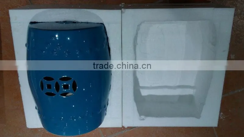 Fancy outdoor blue and white ceramic stool furniture