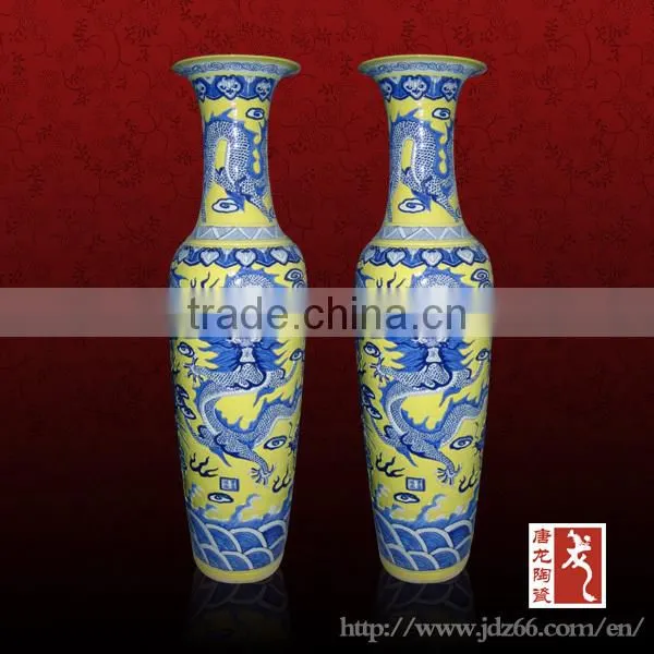 Large blue color terracotta vase ceramic vase for hall decor