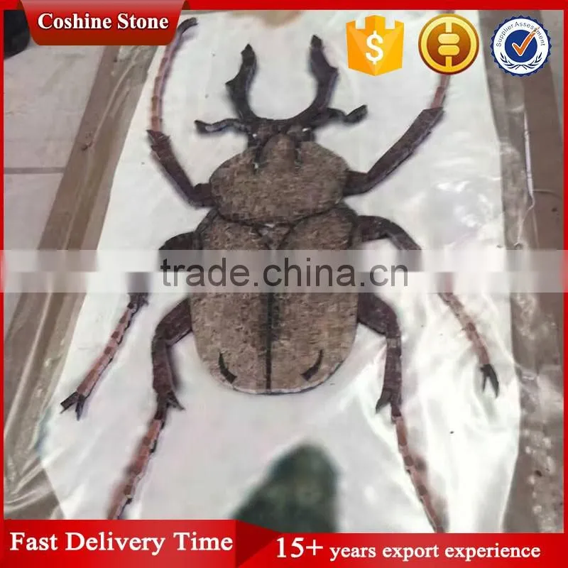Eternal live dung beetle marble stone mosaic model